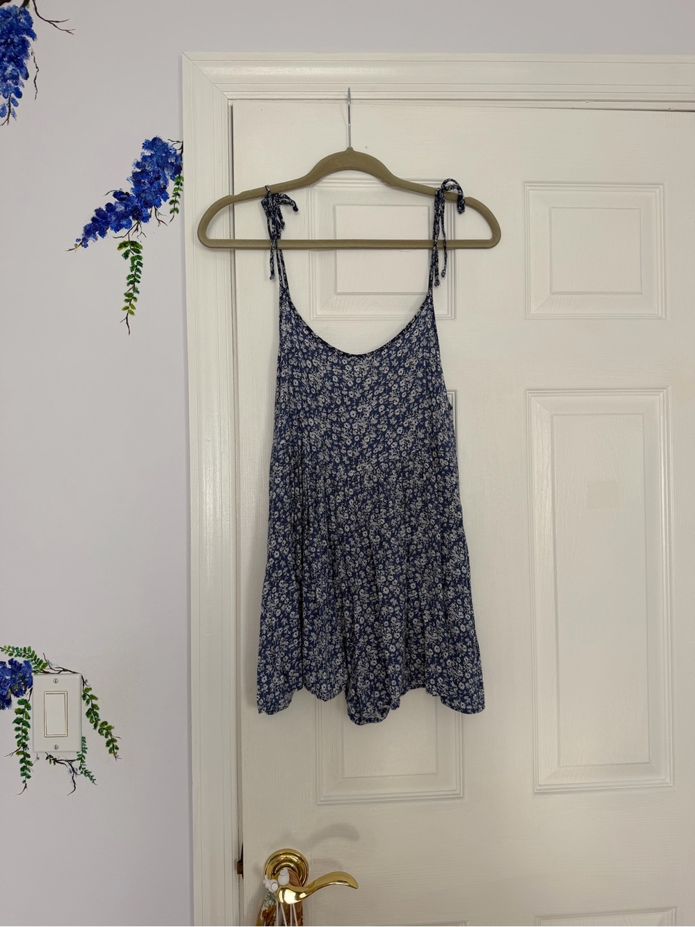 Urban Outfitters Navy Blue Floral Tie-Shoulder Camisole